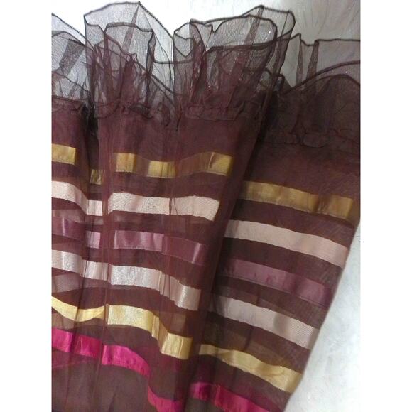 Vintage Brown Striped Nylon Tulle Slip Skirt Size Medium READ - Picture 5 of 6